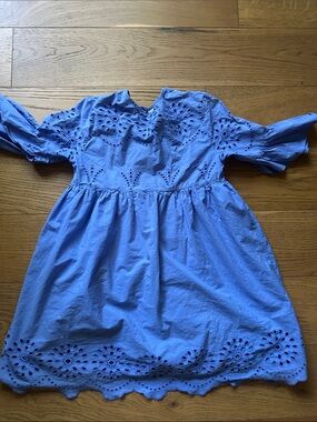 Zara Blue Eyelet Cotton Dress for Girls